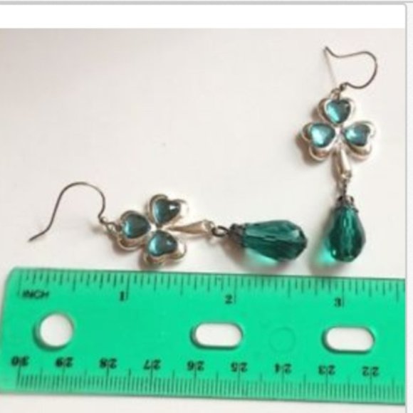 Silver Irish Shamrock Earrings Celtic St. Patricks Day Ireland Dangle Plated - Picture 8 of 10